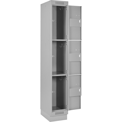 Clean Line Lockers, 3 -tier, Bank of 4, 48" x 18" x 76", Steel, Grey, Rivet (Assembled) Southpoint Industrial Supply