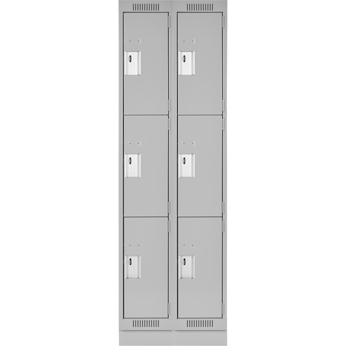 Clean Line Lockers, 3 -tier, Bank of 2, 24" x 18" x 76", Steel, Grey, Rivet (Assembled) Southpoint Industrial Supply