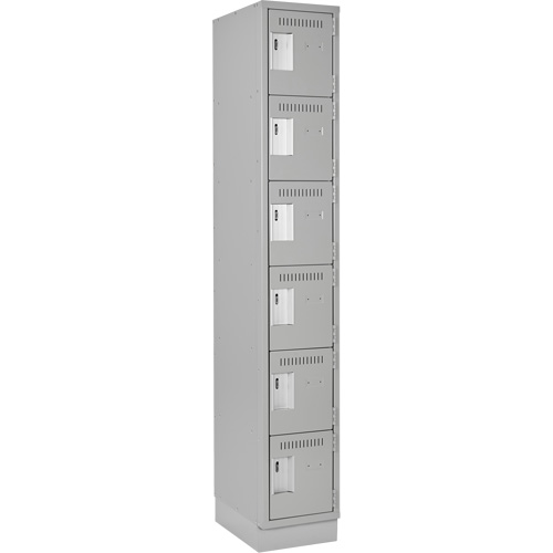 Clean Line Lockerette, 6 -tier, 12" x 18" x 76", Steel, Grey, Rivet (Assembled) Southpoint Industrial Supply
