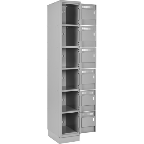 Clean Line Lockerette, 6 -tier, Bank of 3, 36" x 18" x 76", Steel, Grey, Rivet (Assembled) Southpoint Industrial Supply