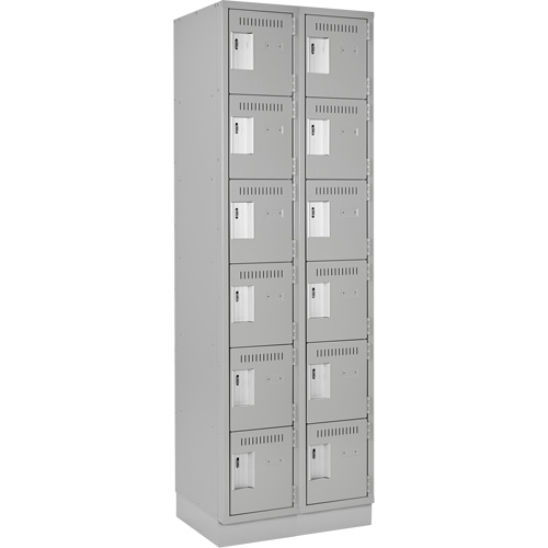 Clean Line Lockerette, 6 -tier, Bank of 2, 24" x 18" x 76", Steel, Grey, Rivet (Assembled) Southpoint Industrial Supply