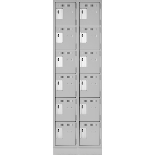 Clean Line Lockerette, 6 -tier, Bank of 2, 24" x 18" x 76", Steel, Grey, Rivet (Assembled) Southpoint Industrial Supply