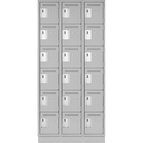 Clean Line Lockerette, 6 -tier, Bank of 3, 36" x 18" x 76", Steel, Grey, Rivet (Assembled) Southpoint Industrial Supply