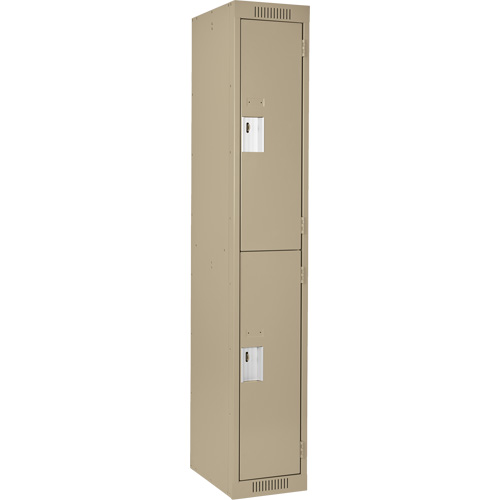 Clean Line Lockers, 2 -tier, 12" x 18" x 72", Steel, Beige, Rivet (Assembled) Southpoint Industrial Supply