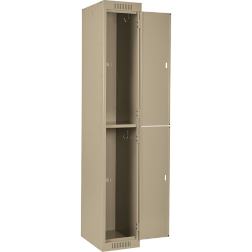 Casiers Clean Line, 2 niveaux, Bloc de 4, 48" x 18" x 72", Acier, Beige, Rivet (assembl&eacute;) Southpoint Industrial Supply