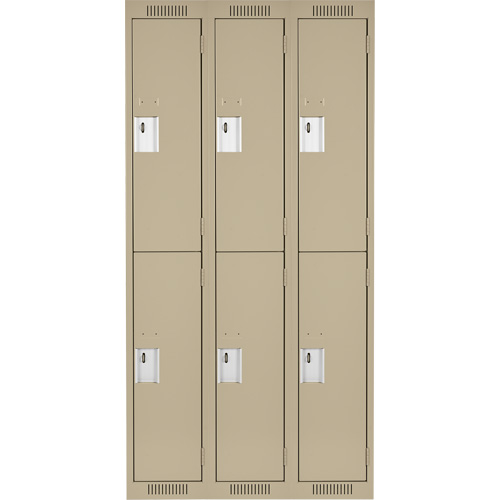 Clean Line Lockers, 2 -tier, Bank of 3, 36" x 18" x 72", Steel, Beige, Rivet (Assembled) Southpoint Industrial Supply