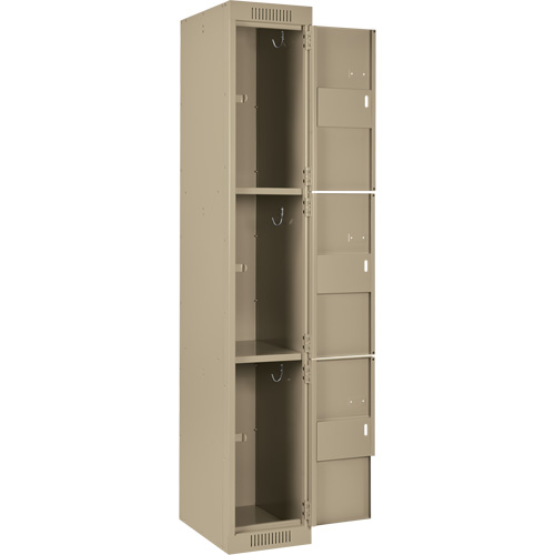 Clean Line Lockers, 3 -tier, Bank of 3, 36" x 18" x 72", Steel, Beige, Rivet (Assembled) Southpoint Industrial Supply