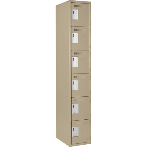 Clean Line Lockerette, 6 -tier, 12" x 18" x 72", Steel, Beige, Rivet (Assembled) Southpoint Industrial Supply