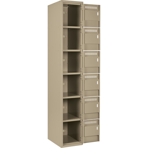 Clean Line Lockerette, 6 -tier, Bank of 4, 48" x 18" x 72", Steel, Beige, Rivet (Assembled) Southpoint Industrial Supply