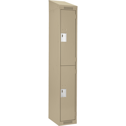 Clean Line Lockers, 2 -tier, 12" x 18" x 78", Steel, Beige, Rivet (Assembled) Southpoint Industrial Supply