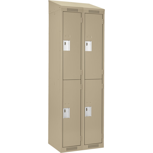 Clean Line Lockers, 2 -tier, Bank of 2, 24" x 18" x 78", Steel, Beige, Rivet (Assembled) Southpoint Industrial Supply