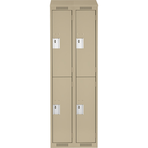 Clean Line Lockers, 2 -tier, Bank of 2, 24" x 18" x 78", Steel, Beige, Rivet (Assembled) Southpoint Industrial Supply