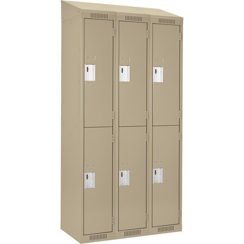 Clean Line Lockers, 2 -tier, Bank of 3, 36" x 18" x 78", Steel, Beige, Rivet (Assembled) Southpoint Industrial Supply