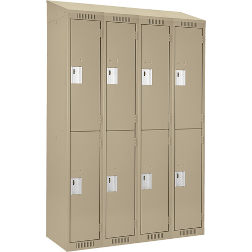 Clean Line Lockers, 2 -tier, Bank of 4, 48" x 18" x 78", Steel, Beige, Rivet (Assembled) Southpoint Industrial Supply