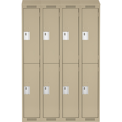 Clean Line Lockers, 2 -tier, Bank of 4, 48" x 18" x 78", Steel, Beige, Rivet (Assembled) Southpoint Industrial Supply