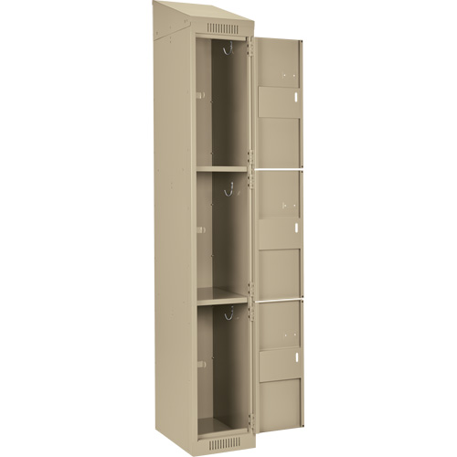 Clean Line Lockers, 3 -tier, Bank of 4, 48" x 18" x 78", Steel, Beige, Rivet (Assembled) Southpoint Industrial Supply