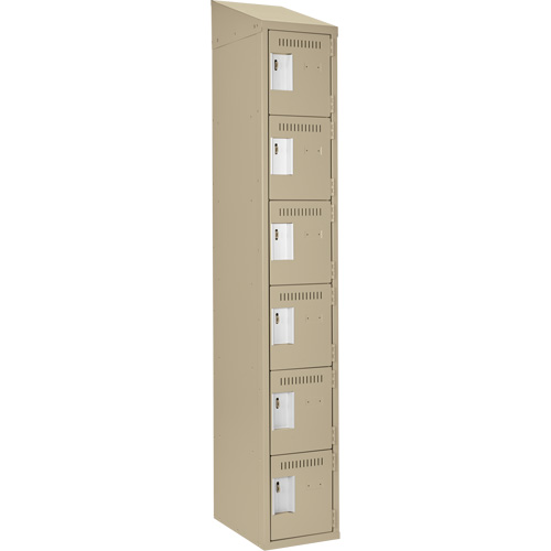 Clean Line Lockerette, 6 -tier, 12" x 18" x 78", Steel, Beige, Rivet (Assembled) Southpoint Industrial Supply