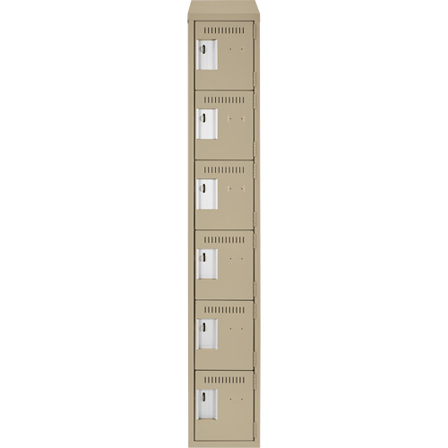 Clean Line Lockerette, 6 -tier, 12" x 18" x 78", Steel, Beige, Rivet (Assembled) Southpoint Industrial Supply