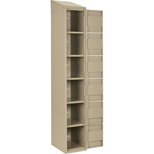 Clean Line Lockerette, 6 -tier, Bank of 4, 48" x 18" x 78", Steel, Beige, Rivet (Assembled) Southpoint Industrial Supply