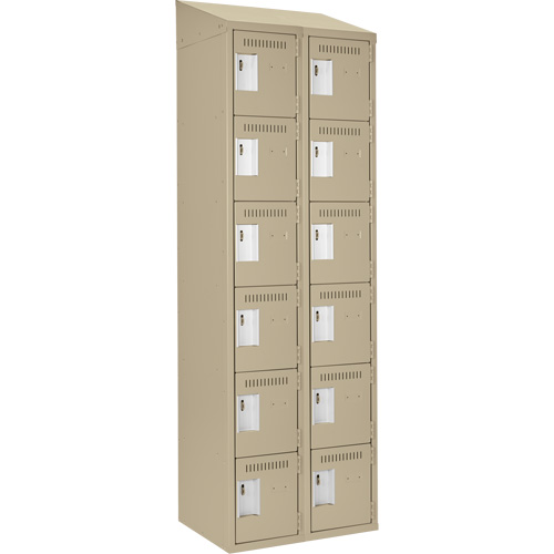 Clean Line Lockerette, 6 -tier, Bank of 2, 24" x 18" x 78", Steel, Beige, Rivet (Assembled) Southpoint Industrial Supply