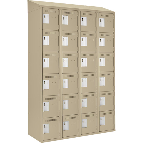 Clean Line Lockerette, 6 -tier, Bank of 4, 48" x 18" x 78", Steel, Beige, Rivet (Assembled) Southpoint Industrial Supply