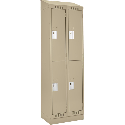 Clean Line Lockers, 2 -tier, Bank of 2, 24" x 18" x 82", Steel, Beige, Rivet (Assembled) Southpoint Industrial Supply