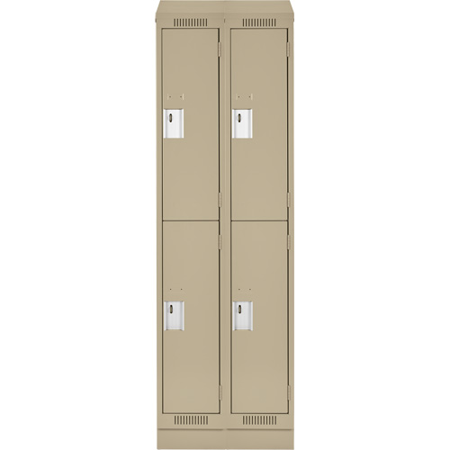Clean Line Lockers, 2 -tier, Bank of 2, 24" x 18" x 82", Steel, Beige, Rivet (Assembled) Southpoint Industrial Supply