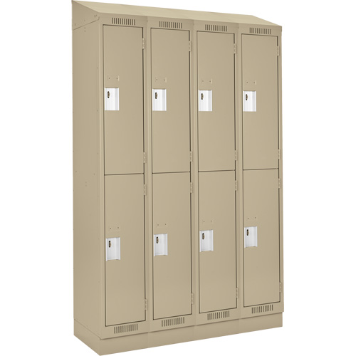 Clean Line Lockers, 2 -tier, Bank of 4, 48" x 18" x 82", Steel, Beige, Rivet (Assembled) Southpoint Industrial Supply