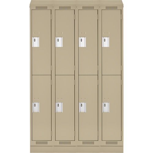 Clean Line Lockers, 2 -tier, Bank of 4, 48" x 18" x 82", Steel, Beige, Rivet (Assembled) Southpoint Industrial Supply
