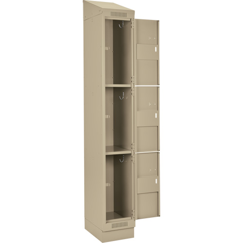 Clean Line Lockers, 3 -tier, Bank of 4, 48" x 18" x 82", Steel, Beige, Rivet (Assembled) Southpoint Industrial Supply