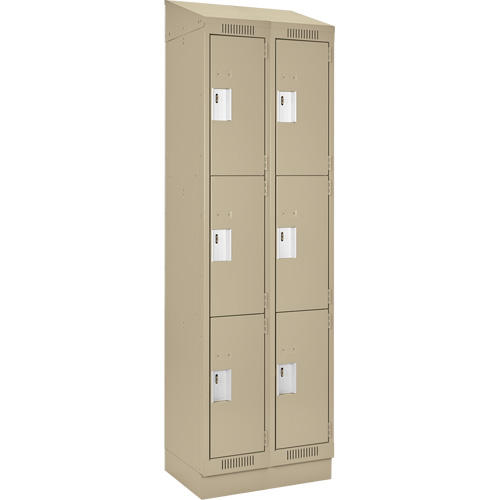 Clean Line Lockers, 3 -tier, Bank of 2, 24" x 18" x 82", Steel, Beige, Rivet (Assembled) Southpoint Industrial Supply