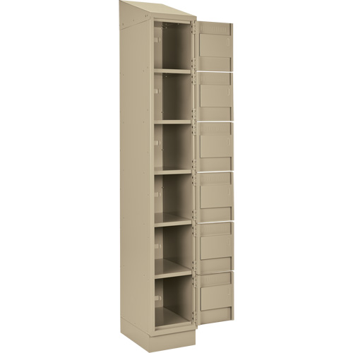 Petits casiers Clean Line, 6 niveaux, Bloc de 4, 48" x 18" x 82", Acier, Beige, Rivet (assembl&eacute;) Southpoint Industrial Supply