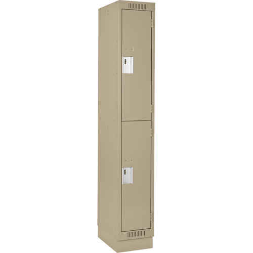 Clean Line Lockers, 2 -tier, 12" x 18" x 76", Steel, Beige, Rivet (Assembled) Southpoint Industrial Supply