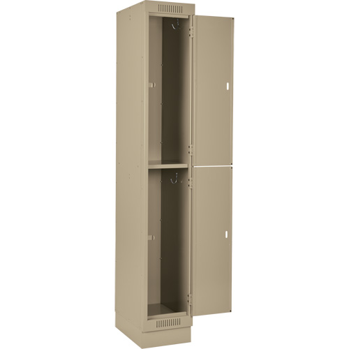 Clean Line Lockers, 2 -tier, Bank of 3, 36" x 18" x 76", Steel, Beige, Rivet (Assembled) Southpoint Industrial Supply