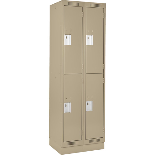 Clean Line Lockers, 2 -tier, Bank of 2, 24" x 18" x 76", Steel, Beige, Rivet (Assembled) Southpoint Industrial Supply