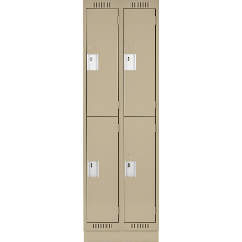 Clean Line Lockers, 2 -tier, Bank of 2, 24" x 18" x 76", Steel, Beige, Rivet (Assembled) Southpoint Industrial Supply