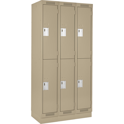 Clean Line Lockers, 2 -tier, Bank of 3, 36" x 18" x 76", Steel, Beige, Rivet (Assembled) Southpoint Industrial Supply