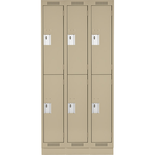 Clean Line Lockers, 2 -tier, Bank of 3, 36" x 18" x 76", Steel, Beige, Rivet (Assembled) Southpoint Industrial Supply