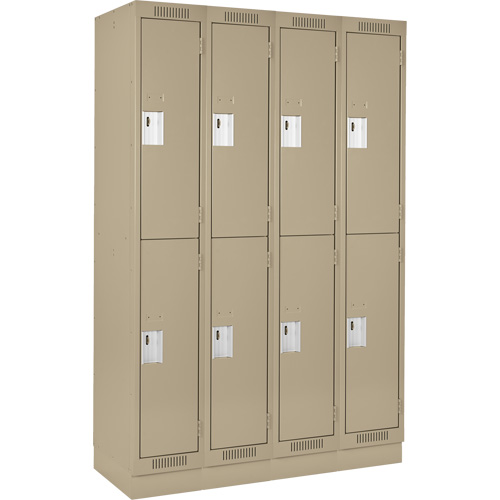 Clean Line Lockers, 2 -tier, Bank of 4, 48" x 18" x 76", Steel, Beige, Rivet (Assembled) Southpoint Industrial Supply