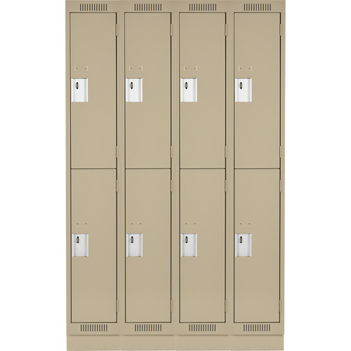 Clean Line Lockers, 2 -tier, Bank of 4, 48" x 18" x 76", Steel, Beige, Rivet (Assembled) Southpoint Industrial Supply