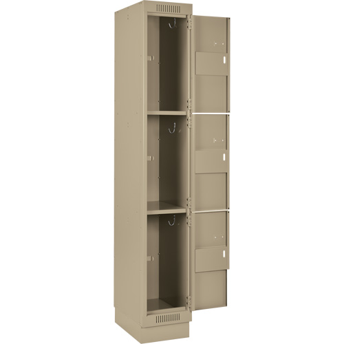 Clean Line Lockers, 3 -tier, Bank of 4, 48" x 18" x 76", Steel, Beige, Rivet (Assembled) Southpoint Industrial Supply