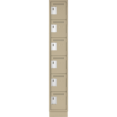 Clean Line Lockerette, 6 -tier, 12" x 18" x 76", Steel, Beige, Rivet (Assembled) Southpoint Industrial Supply