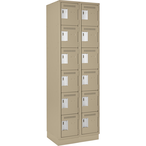 Clean Line Lockerette, 6 -tier, Bank of 2, 24" x 18" x 76", Steel, Beige, Rivet (Assembled) Southpoint Industrial Supply