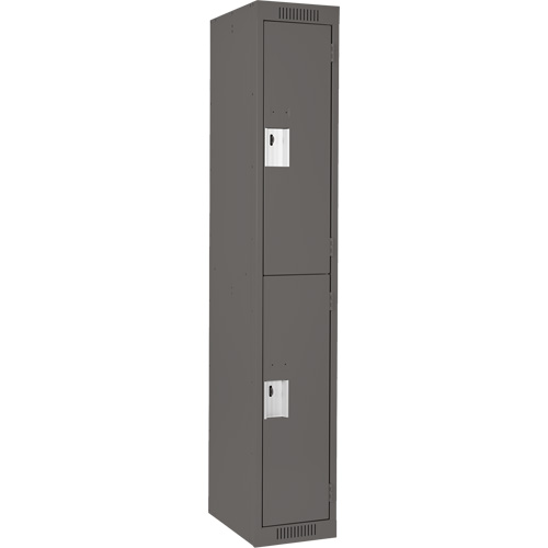 Clean Line Lockers, 2 -tier, 12" x 18" x 72", Steel, Charcoal, Rivet (Assembled) Southpoint Industrial Supply