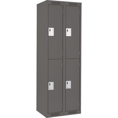 Clean Line Lockers, 2 -tier, Bank of 2, 24" x 18" x 72", Steel, Charcoal, Rivet (Assembled) Southpoint Industrial Supply