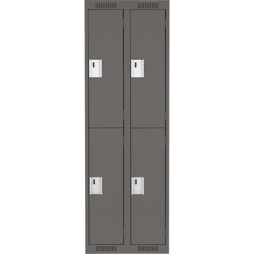Clean Line Lockers, 2 -tier, Bank of 2, 24" x 18" x 72", Steel, Charcoal, Rivet (Assembled) Southpoint Industrial Supply