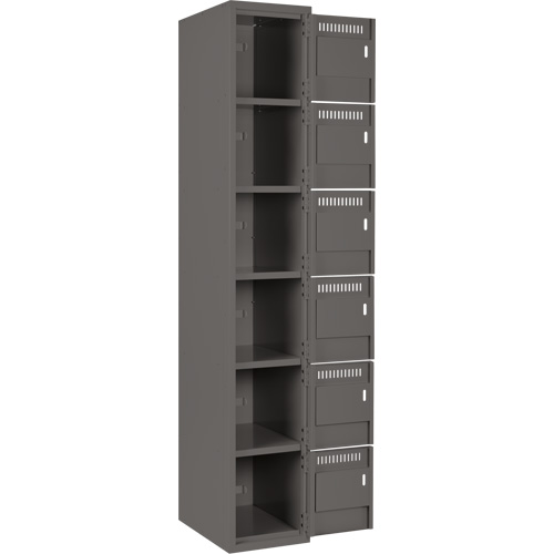 Clean Line Lockerette, 6 -tier, Bank of 4, 48" x 18" x 72", Steel, Charcoal, Rivet (Assembled) Southpoint Industrial Supply