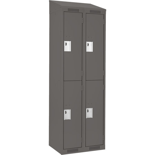 Clean Line Lockers, 2 -tier, Bank of 2, 24" x 18" x 78", Steel, Charcoal, Rivet (Assembled) Southpoint Industrial Supply