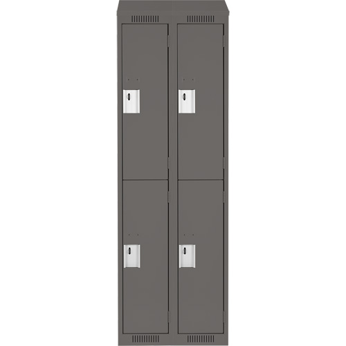 Clean Line Lockers, 2 -tier, Bank of 2, 24" x 18" x 78", Steel, Charcoal, Rivet (Assembled) Southpoint Industrial Supply