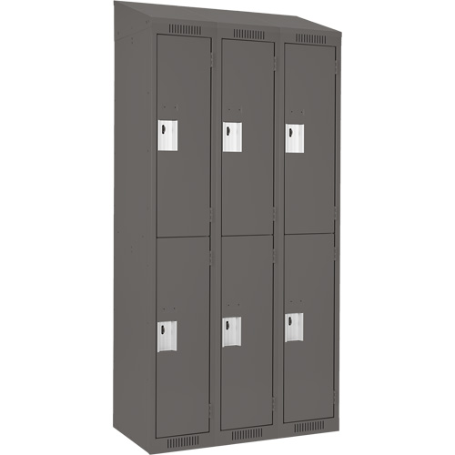 Clean Line Lockers, 2 -tier, Bank of 3, 36" x 18" x 78", Steel, Charcoal, Rivet (Assembled) Southpoint Industrial Supply